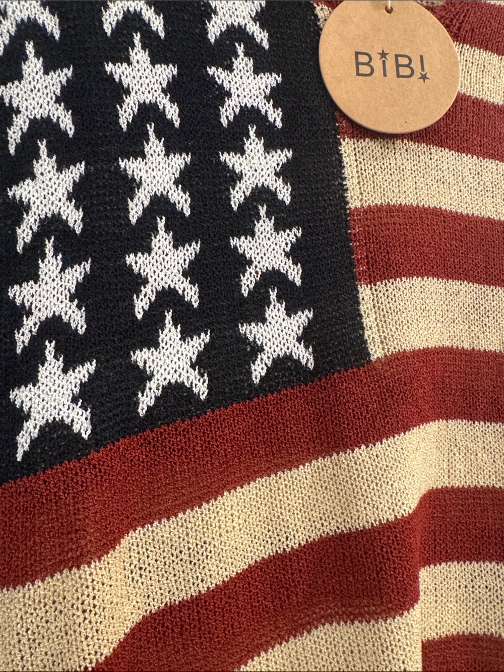 BiBi Red & Cream American Flag Knit Sweater - Picture 5 of 5
